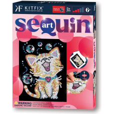 Kitfix - Sequin Art Red - Bubbles Kittens - Sequin Picture - 21 x 28 cm - Craft Set for Children and Adults from 6+ - 2418