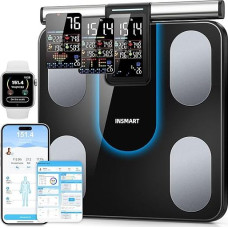 INSMART Smart Weight Scale, 8-Electrode Digital Smart Scale with BMI Body Fat Muscle Mass, 57 Body Composition Analyzer, Larger Platform Scale with Colourful VA Screen on Retractable Handle