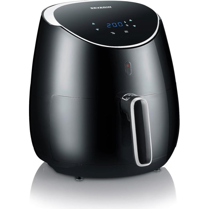 SEVERIN FR 2445 XXL mažo riebumo keptuvė, 2000 W, 5 l talpa, 1500 g kepimo kiekis, nerūdijantis plienas / juoda