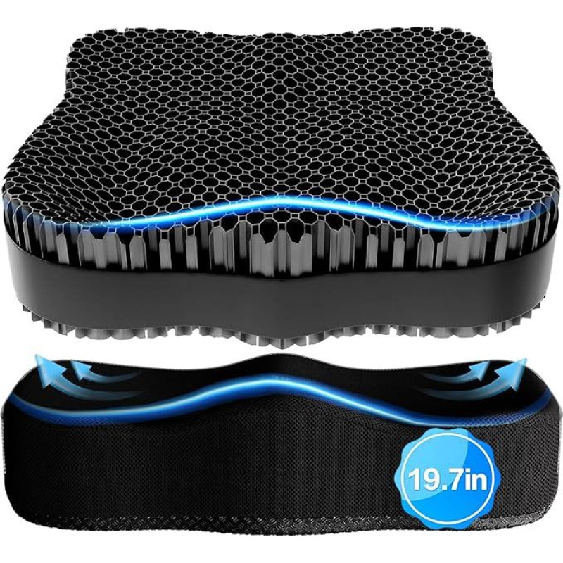 Gel-Rollstuhl-Sitzkissen, lindert Ischias, Rücken, Steißbein, Druckschmerzen und Geschwürschmerzen, erfrischendes & ergonomisches Stuhlkissen
