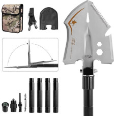 Zune Lotoo Camping Shovel, 15 in 1 Portable Survival Spade Foldable Carbon Steel Compact Outdoor Folding Shovel with 3 Angle Adjustable for Offroad Camping Survival Hiking Garden