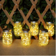 Saulės žibintai sodui - AUTOLA Pack of 6 Solar Mason Jar Light 30 LED saulės žibintai Saulės žibintai lauko vandeniui atsparus saulės žibintas dekoracijos lauko žibintas vestuvių žibintas balkonas sienos stalas medis