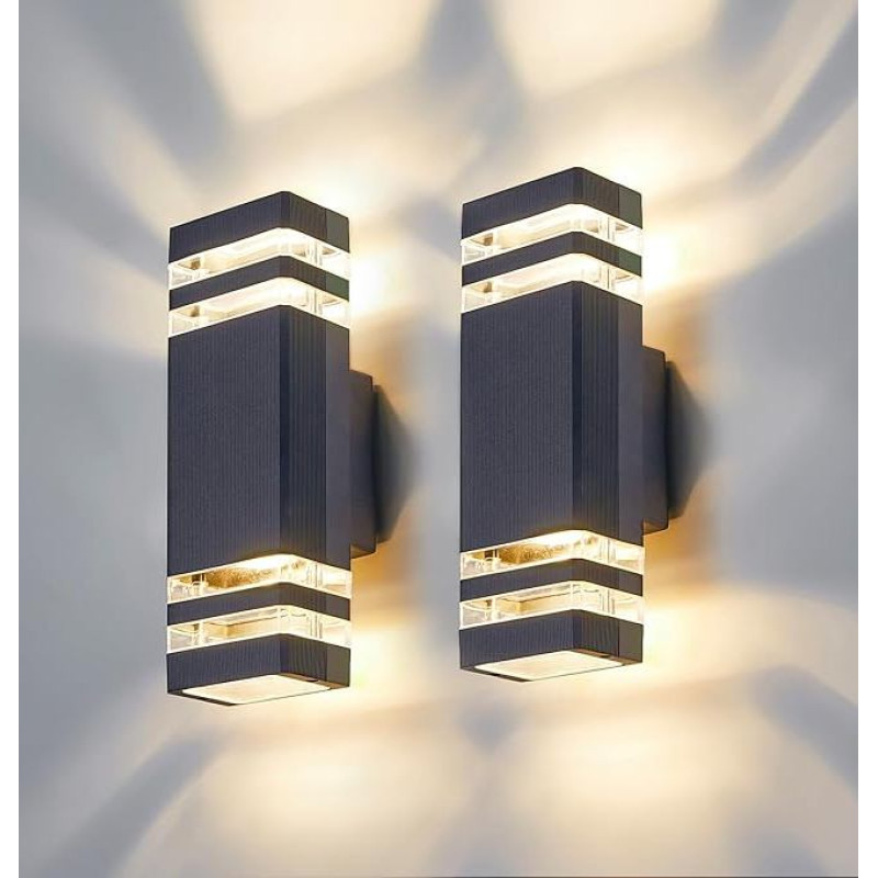 LED sieninis šviestuvas lauko sieninis šviestuvas IP65 lauko šviestuvas sieninis GU10 aukštyn žemyn lauko šviestuvas lauko šviestuvas lauko sieninis šviestuvas lauko apšvietimas namo siena terasa namas antracito pilka pakuotė 2 vnt.