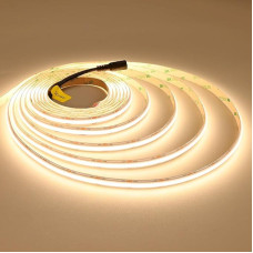 JOYLIT 24 V COB LED juosta 5 m 3000 K šiltai balta 2200 LM/M labai ryški vidaus patalpose UL CE PRO 288LEDs/M CRI 92+ 19 W/M Dimmable LED Strip Self-Adhesive 120° White LED Strip Lighting (maitinimo šaltinis ne)