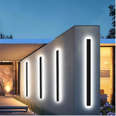 1 x 30 cm lauko sieniniai šviestuvai, 3000 K - 6000 K reguliuojamas lauko LED sieninis šviestuvas garažui ir lauko durims, juodas ilgas lauko sieninis šviestuvas, IP65 atsparus vandeniui, skirtas vilos miegamajam, gyvenamajam kambariui, vidaus patalpoms
