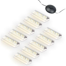 kalb LED stiklo kraštų apšvietimas Ambilux Clip Transparent 3000K 5000K 1-10 komplektų stiklo lentynoms 4-10 mm kojinis jungiklis Stiklo grindų apšvietimas išplečiamas su reguliatoriumi ir valdikliu Plug & Play (šiltai balta, 10 vnt.)