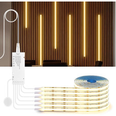 AIMENGTE COB LED juosta 1 m, 6 ritinėliai 12 V akustinės plokštės, pjaunamos COB LED juostos, su jutikliniais ir rankiniais reguliatoriais, skirtos vyno spintelėms, lentynoms, spintelėms (natūralios baltos spalvos, 1 m)