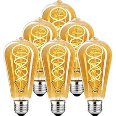 Edisono LED senovinė lemputė, reguliuojamo apšvietimo lemputė E27, 4 W LED šiltos baltos spalvos, senovinė Edisono reguliuojamo apšvietimo lemputė E27, idealiai tinkanti nostalgijai ir retro apšvietimui - gintarinė - 6 vnt. (ST64 HPS)