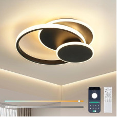 LED lubų šviestuvas Svetainės lubų šviestuvas, 33 W lubų šviestuvas, modernus lubų šviestuvas su nuotolinio valdymo pulteliu, reguliuojamas, 3000 K - 6500 K, 3 žiedų dizainas, aliuminio LED lubų šviestuvas svetainei