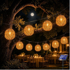 Shengruili 10 LED saulės šviesos diodų pasakų žibintai lauke, LED saulės rotango kamuolys žibintas, vandeniui atsparūs pasakų žibintai, lauko saulės žibintai, saulės žibintai balkonas sodas lauke lauko sodo saulės žibintai