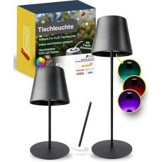 SCHWAIGER stalinė lempa, atskiriama LED stalinė lempa su jutikliniu valdymu, baterinė lempa su RGB ir šilta balta spalva, IP44 apsauga ir įkraunama per USB-C I Belaidė lempa, skirta naudoti patalpose ir lauke