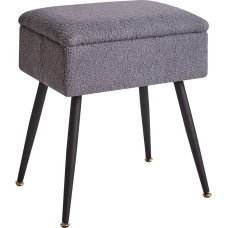 Aibiju Stool Chair with Storage Space, Chair for Dressing Table, Makeup Vanity Stool, Side Table, Bedroom Ottoman Stool with Metal Legs for Home, Living Room, Bedroom, Grey YD-SMS137G