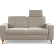 CAVADORE Lotta 2 vietų sofa / Skandinaviška 2 vietų sofa su spyruokliniu branduoliu, galvos atlošu ir medinėmis kojelėmis / 173 x 88 x 88 cm / Audinys, kreminis