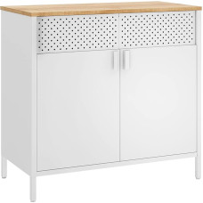 SONGMICS LSC102W57 Metalinė spintelė su dvigubomis durimis, magnetiniu uždarymu, reguliuojama lentyna, plieninis rėmas, 40 x 80 x 76 cm, natūrali smėlio/balta spalva