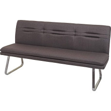 Mendler HWC-H70 Valgomojo suolas minkštas suolas atlošas audinys/tekstilė šlifuotas nerūdijantis plienas - pilka/ruda 180 cm