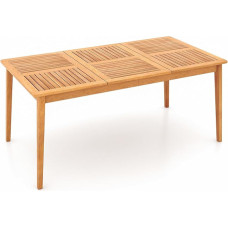 FANTASK Akacijų medžio sodo stalas, 170 x 90 cm, lauko medinis stalas su skyle skėčiui 6 asmenims, stačiakampis valgomojo stalas, balkono stalas balkonui, sodui, terasai