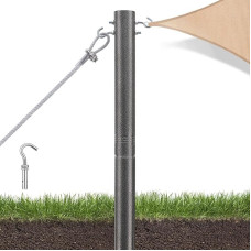 Awning Pole Grey, 11 ft Posts for Awning Metal, 63 mm Thick Diameter Stand Awning Attachment Set for Garden Patio Backyard Lawn