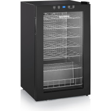 SEVERIN WKS 8908 Vyno šaldytuvas 95 l talpos, skirtas maksimaliam. 36 buteliams 0,75 l vyno Temperatūros valdymo spintelė su LED ir jutikliniu ekranu, reguliuojama temperatūra nuo 5 iki 18 °C, tik 42 dB, EEK G, juoda