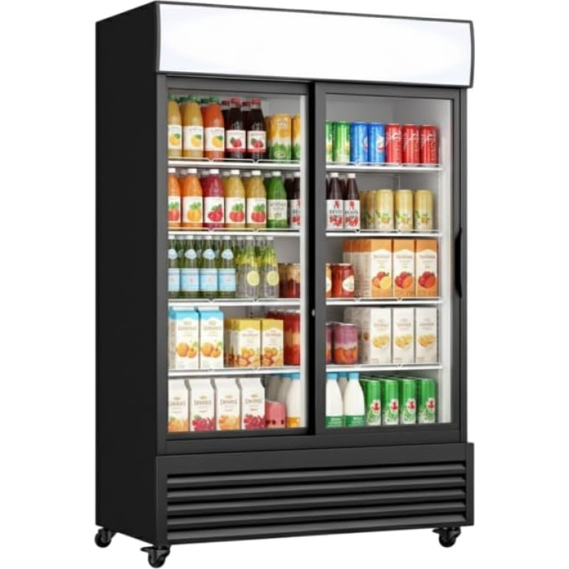 Générique Getränkeschrank 2 Schiebetüren 706L - innen weiß - LED-Abdeckung - 1/+10 °C