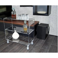 Slato Cleo Maxi Display Cabinet with Wheels Acrylic Transparent for Living Room or Bedroom 3 Tier Bookcase Living Room Modern Design Made in Italy