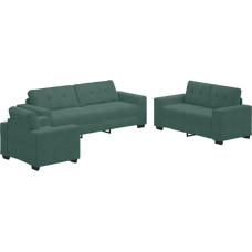 Modernes Samt Sofa Set 3-teilig in Dunkelgrün mit Sessel, 2-Sitzer und 3-Sitzer Sofa für Ihr Wohnzimmer, luxuriöse Polsterung und breite Armlehnen.