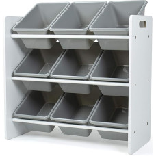 Humble Crew Stylish children's shelf in white/grey. 9 colourful boxes for toys, ideal for children's rooms. Create order with modern design