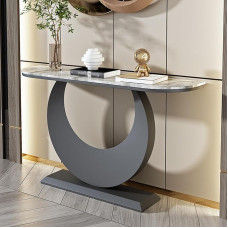Slim Konsole Sofatisch mit Metallrahmen Schmaler Beistelltisch für Wohnzimmer, Flur, Foyer, Eingangsbereich