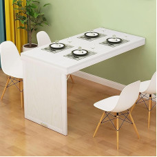 An der Wand montierter, klappbarer Esstisch für kleine Räume, umwandelbarer MDF-Wandtisch für Büro, Schlafzimmer, Küche, Schwarz und Weiß, 80 x 60 cm