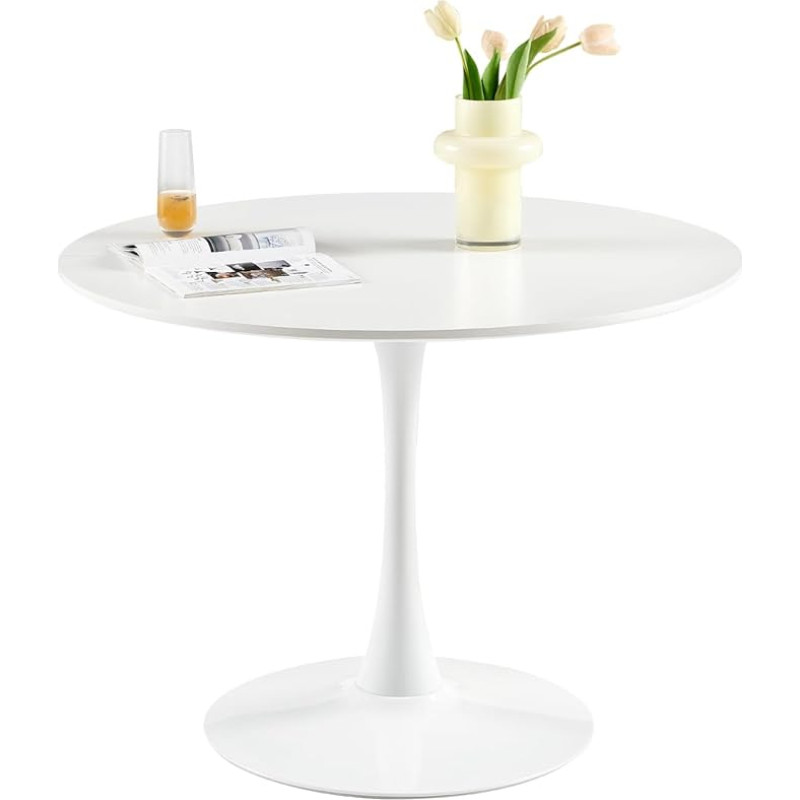buybyroom Modernus apvalus valgomojo stalas, baro stalas, rašomasis stalas, tinka virtuvei, valgomajam, svetainei ir biurui, 2-4 asmenims, skersmuo 100 cm, baltas