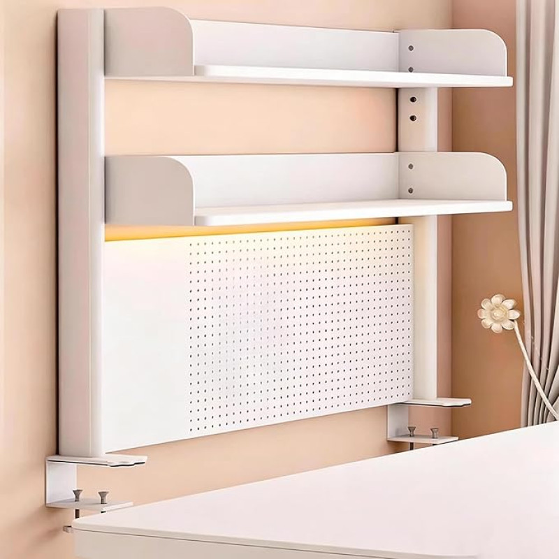 Clip-on Desk Organiser, 2 Levels, Office Computer Desk Accessories Organiser, Adjustable Storage Shelf for Office, Home Office, School (80 cm)