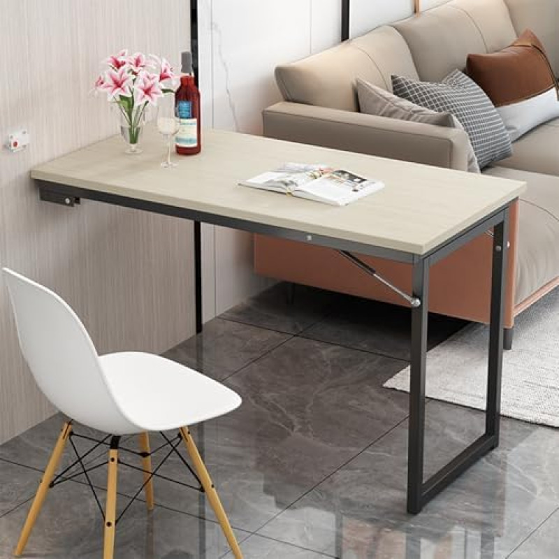 Flurtisch mit schmaler Konsole, klappbarer Wand-Küchentisch, platzsparend, hinter dem Sofatisch, Esstisch 90 x 60 x 75 cm für kleine Räume, modernes Design