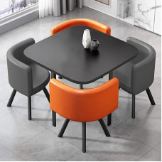 Kompaktes Metall-Bürotisch-Set mit Stühlen, stilvolles Design für Zuhause, Wohnzimmer, Balkon, Entspannungsraum, Büro, 80 cm