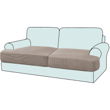 2 komplektų rinkinys iš 2 tempimo T formos pagalvėlių sofos apsauginiai dangteliai, skirti 2 pagalvėlėms, sofai, sėdynių pagalvėlių dangteliams (2, Taupe)