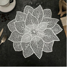 Tischset PVC, 4er Set Blumenförmig Platzset & Küstenfahrer Modern, Tischset für Küchen Zuhause Esszimmertisch, Silber, 38cm