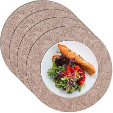 Tischset mit 4/6/8 runden Tischsets aus Kunstleder, rutschfest, waschbar, hitzebeständig, for Küche und Esszimmer (9, 6er-Set)(Pink, Set of 4)
