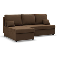 Mebligo Kemi Corner Sofa with Sleep Function, Bed Box, Comfort and Still, Foam, Brown (Mikrofaza 20)