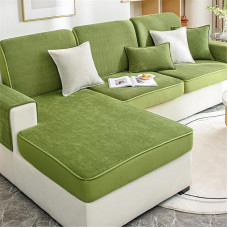 LINGKY Sofa Seat Cushion Cover, Soft Thick Sofa Cover, Non-Slip Couch Cushion Cover, Chenille Sofa Seat Cover for 1/2/3-Seater Sofa, Cover for Sofa Seat Cushion (Green, 80 x 150 cm)