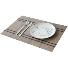Stačiakampės plaunamos kilimėlių, 2 tinklelio karščiui atsparių stačiakampių kilimėlių rinkinys, 45 x 30 cm, šviesiai rudos spalvos, virtuvės kilimėliai valgomojo stalui