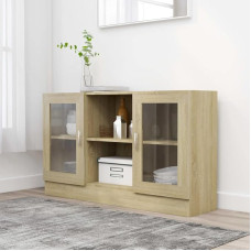 ACAGALA stiklinė vitrina, kolekcionieriaus vitrina, bufetas su stiklinėmis durimis, 6 skyriai, įvairios paskirties spinta svetainei, miegamajam, Sonoma ąžuolas, 120 x 30,5 x 70 cm