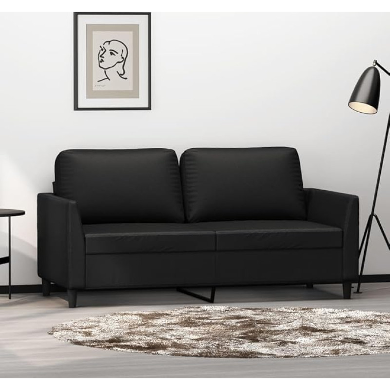 359333 2-vietė sofa juoda 140 cm dirbtinė oda, Sofos ir kušetės, Sofa svetainė, Sofa paauglių kambariui, Sofa poilsiui, Sofa miegamajam, Miegamojo sofa, Minkšta sofa
