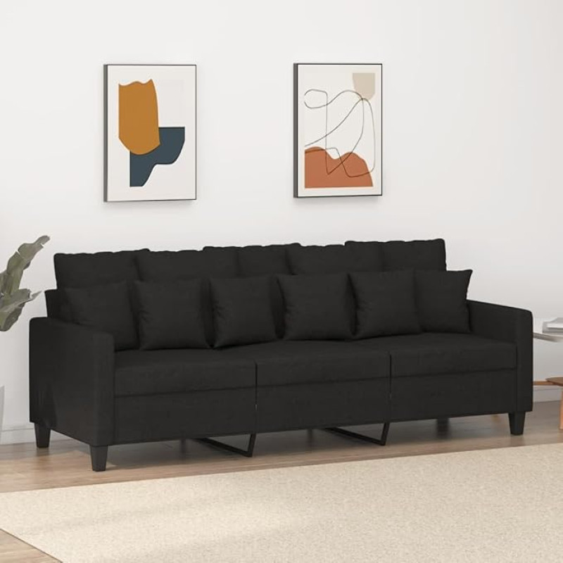 ShGaxin 3 vietų sofa juoda 180 cm audinys, Sofos ir sofos, Sofa svetainė, Sofa paauglių kambariui, Sofa poilsiui, Sofa miegamajam, Miegamojo sofa, Minkšta sofa - 359279