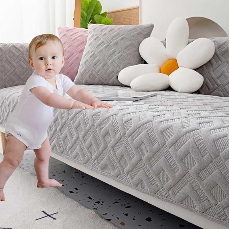 Couch Cover I Shape Stretch U Shape XXL Couch Throw Sofa Throw Blanket Sofa Cover Corner Sofa Velvet Couch Protector Corner Couch Dog Cat Sofa Protector 4/3/2/1 Seater, 4-110 x 240 cm