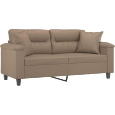 vidaXL 2 vietų sofa, sofa su dekoratyvinėmis pagalvėlėmis, svetainės sofa su atlošu, minkšta sofa, fotelis, relaksacinė sofa, poilsio sofa, poilsio sofa, relaksacinė sofa, kapučino rudos spalvos, dirbtinė oda