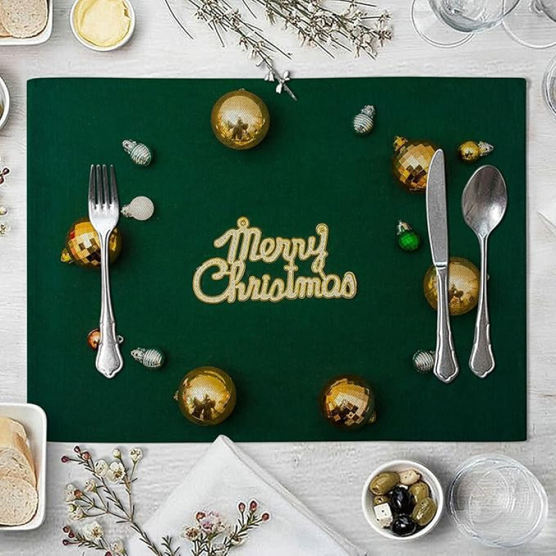 Weihnachten Platzset Kinder, Platzset 2er Set Weihnachtsschmuck Glocken Tischsets Hitzebeständige Küchentischmatten 32X42cm