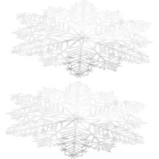 OSALADI 2 Stück Weihnachts Tischsets Schneeflocke PVC 38cm rutschfeste Tischunterlagen für Festliche Weihnachtstischdekoration und Schutz