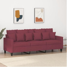 Homgoday 3-Seater Sofa Couch Modern Guest Sofa Relax Sofa Lounge Sofa Double Sofa Reclining Sofa Sofa Seat Furniture for Living Room Bedroom Wine Red 180 cm Fabric