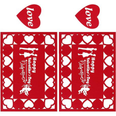 NOLITOY Valentinstag Filz Tischsets 4 Stück Platzsets mit Untersetzern Umweltfreundliche Vlies Geschirrmatte als Dekorativer Tischschutz für Küche Esszimmer