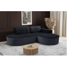 Kaiser Möbel - Corner Sofa with Living Landscape, Corner Couch L-Shape, Sofa 3-Seater, Upholstered Sofa, Comfortable Couch with Ottoman for Living Room, Relax Sofa, Plush Corduroy, Modena Studio, Soft