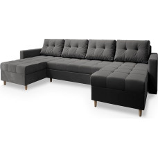 Masseno Paros 06 Milo U formos kampinė sofa su miego funkcija, U formos, sofa su lovos dėže, svetainės sofa, sofa, sofa, sofa lova, sofos komplektas, pilka, Paros 06