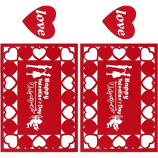 Gatuida Valentinstag Filz Tischset 4 Stück mit Untersetzern Dekorative Tischmatten in Rot Waschbar und Schützend für Esstisch Buffet und Picknick